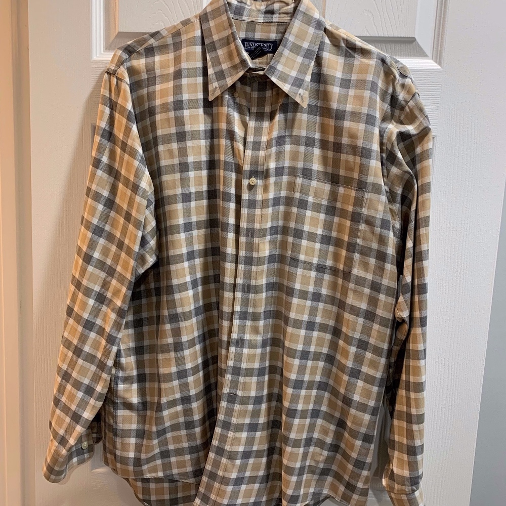 Lands' End, grey & taupe check